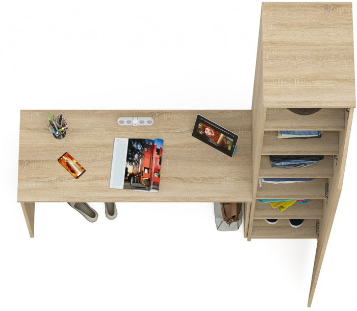 Мори письменный стол МСП1200.1 + Пенал МШ400.1, дуб сонома