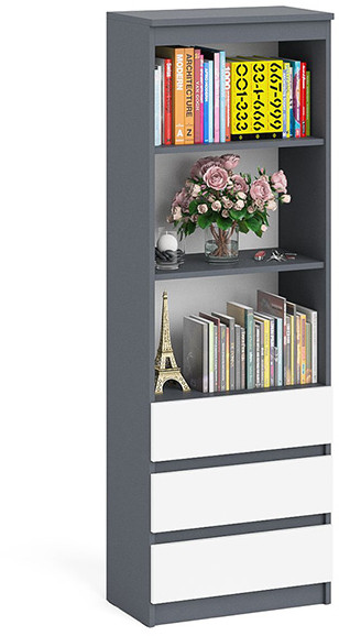 Мори Стеллаж МСТ600.3, цвет графит/белый, ШхГхВ 60,4х35,4х179,6 см.