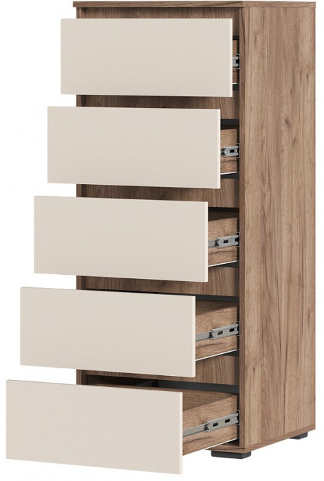 Хелен КМ 03 Комод 502 5 ящиков (0,502х1,188х0,460) кашемир/дуб крафт табачный