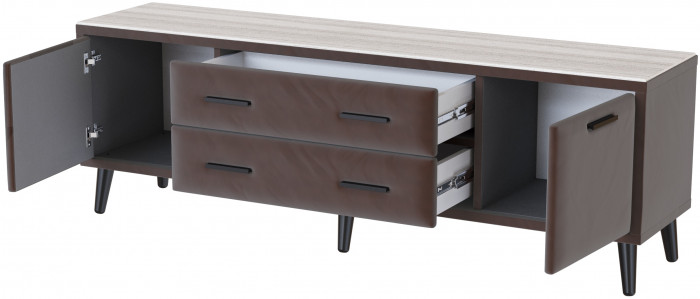 Тумба ТВ интерьерная 1,6 Пай коричневый/мдф сандал белый