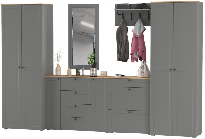 Остин Прихожая 60, серый графит/дуб крафт золотой