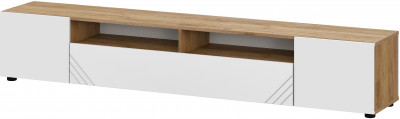 Тумба для ТВ Байкал, Дуб золотой, Белый матовый
