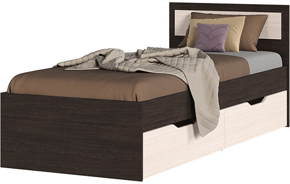 ГАРМОНИЯ КР 607 кровать с ящиками (0,8х0,78х2,032) венге/белфорт