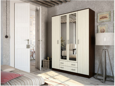 Квадро Шкаф четырёхдверный (Венге / лоредо)