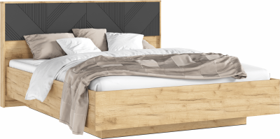 Ирис Кровать парящая 160 с ортопедом металл, крафт золотой/браш графит