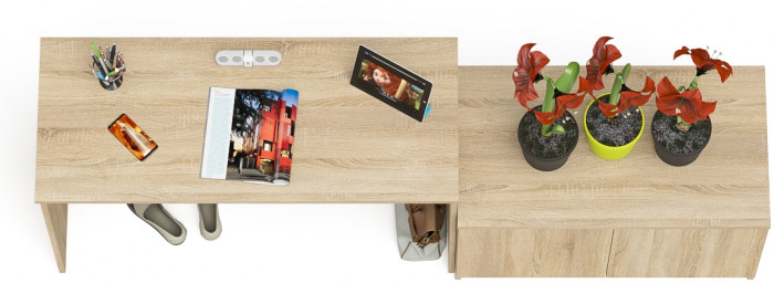 Мори Стол письменный МСП1200.1 + Тумба МА900.1, цвет дуб сонома, ШхГхВ 210,8х50,4х76,6 см., универсальная сборка