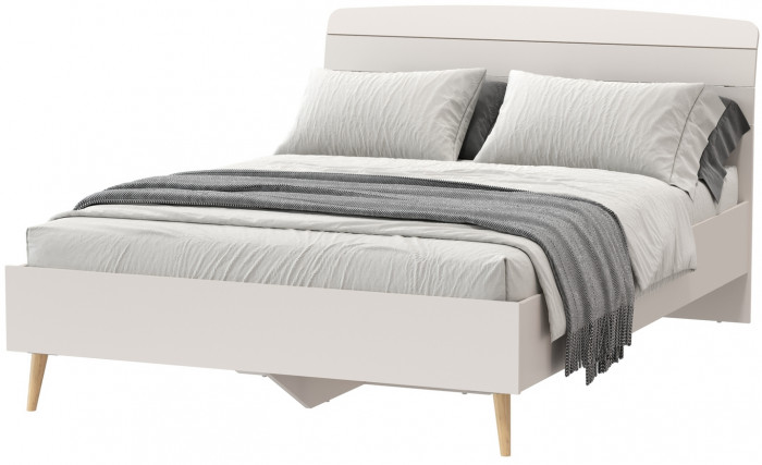 Афина Спальня 4-22911к.с. Кровать 1400, цвет кашемир серый, ШхГхВ 144,6х210,2х95,7 см., сп.м. 1400х2000 мм., б/м, основание есть - фанера, ножки: тик