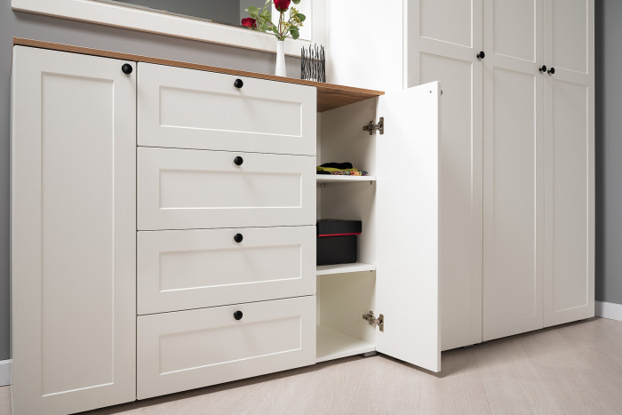 Остин Прихожая 61, белый шагрень/дуб крафт золотой