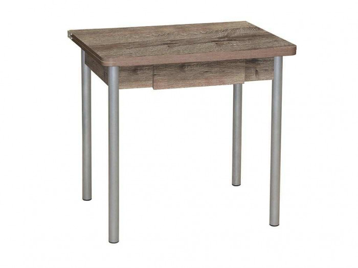 Эко 80х60 стол обеденный раскладной с ящиком / велингтон/металлик