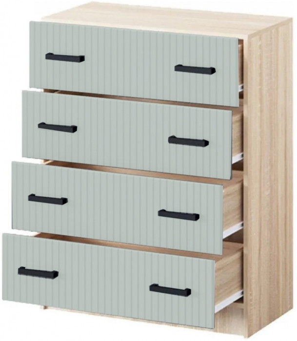 Карина-6 МДФ Комод 4 ящика (Графит, Дуб Сонома)