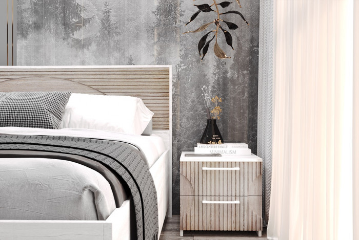 Кровать 140х200 с подъемным основанием "Монтале" - Бетон пайн светлый/Астана роузвуд