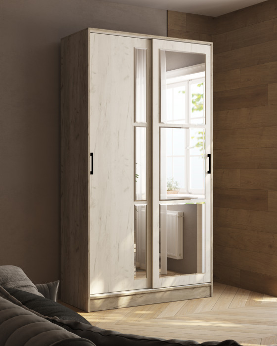 Шкаф-купе Стиль-2 1200, Дуб крафт серый/Дуб крафт белый