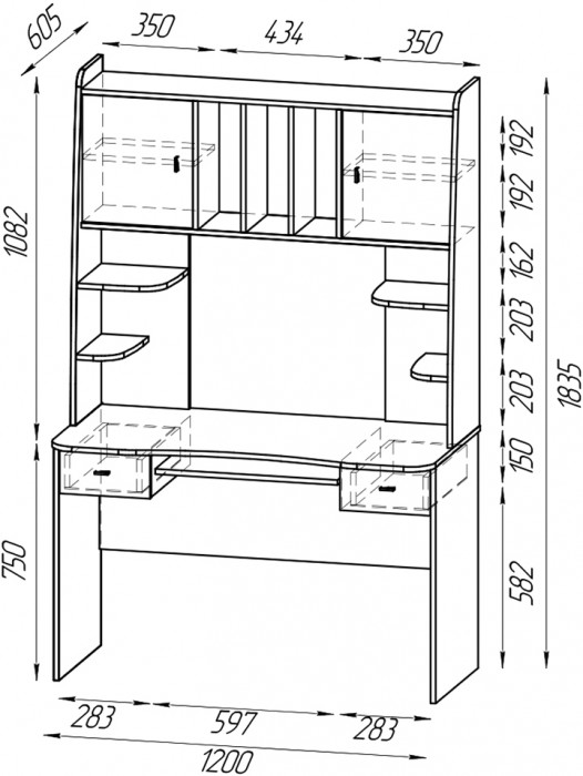 Стол 6-0604 Бета + кресло 103 чёрное, цвет дуб крафт серый/графит, ШхГхВ 120х60,5х183,5 см.