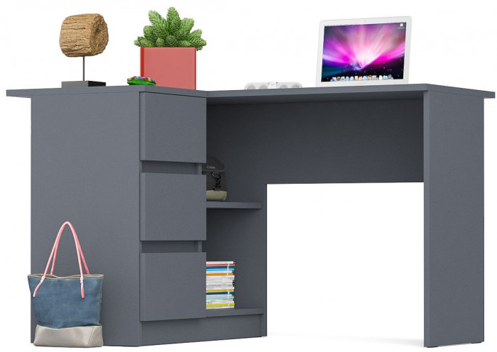Мори Стол компьютерный МС-16 левый, цвет графит, ШхГхВ 124,4х84,9х76,6 см., выдвижные ящики слева, НЕ универсальная сборка