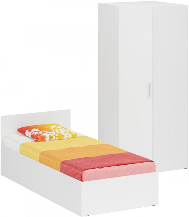 Кровать 0900 + угловой шкаф Стандарт, белый