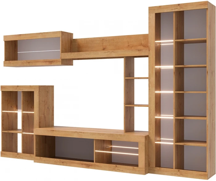 Прага Модульная Гостиная, вариант №4, Дуб Вотан/Графит