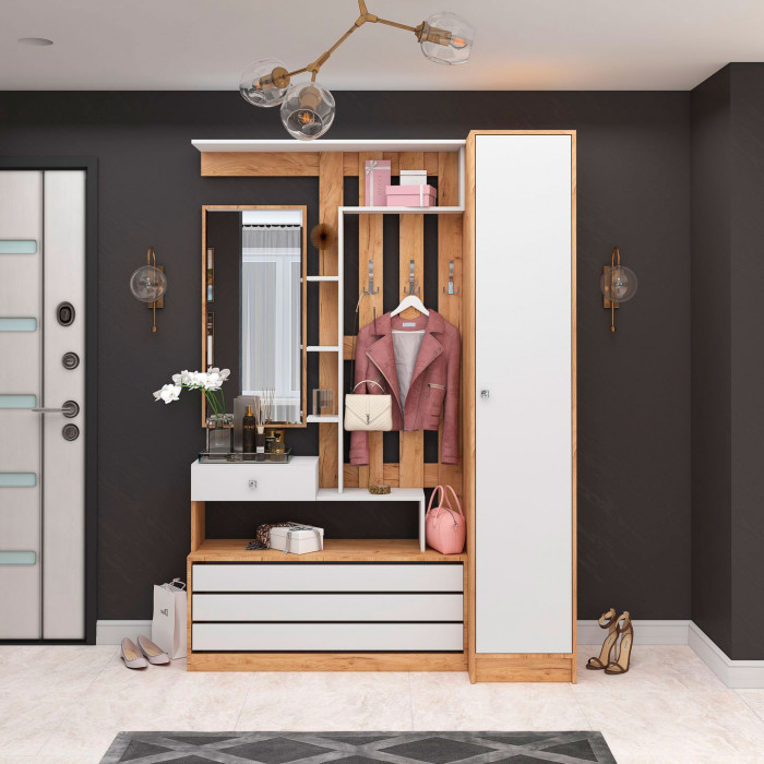 Ямайка Пенал ЯПП-1 (400*2100*500) дуб крафт золотой/белый