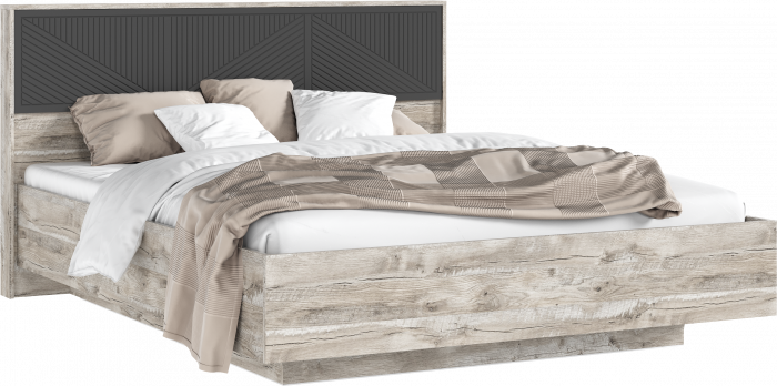 Сильвия Кровать парящая 1,6м (ортопед дерево) Браш Графит/Дуб Юкон, Дуб Юкон