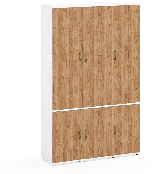 Лидер-8 Пенал МД 22Б 3 шт., цвет белый шагрень/крафт золото, ШхГхВ 120х37,5х190 см., универсальная сборка