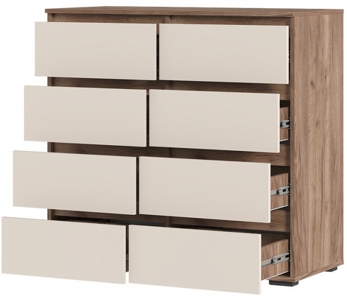 Хелен КМ 04 Комод 8 ящиков (1002х958х460) кашемир/дуб крафт табачный