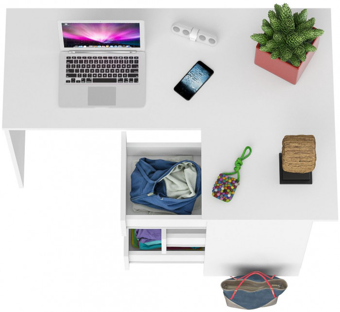 Мори Стол компьютерный МС-16 правый, цвет белый, ШхГхВ 124,4х84,9х76,6 см., выдвижные ящики справа, НЕ универсальная сборка