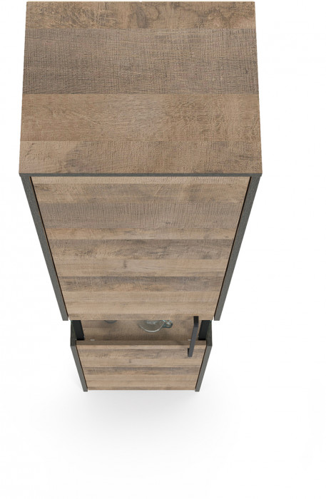 Трувор 13.205 Шкаф-пенал с витриной, цвет дуб гранж песочный/интра, ШхГхВ 44,8х37х210 см., есть светодиодная подсветка, универсальная сборка