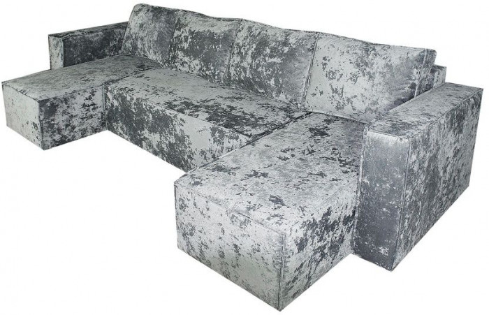 Диван-кровать Лофт Люкс Плюш П-образный с 2 отоманками, еврокнижка, 145х270, серый