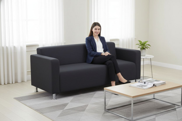 Диван прямой Томи, 180 см, велюр, черный