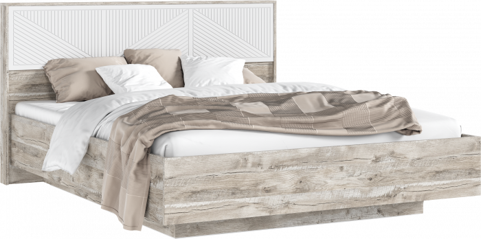 Сильвия Кровать парящая 1,6м (ортопед дерево) Браш Вайт/Дуб Юкон, Дуб Юкон