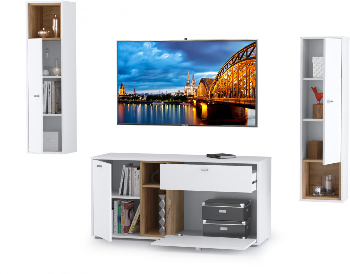 Бэль № 07, цвет дуб крафт золотой/белый премиум, ШхГхВ 235х43х180 см., НЕ универсальная сборка