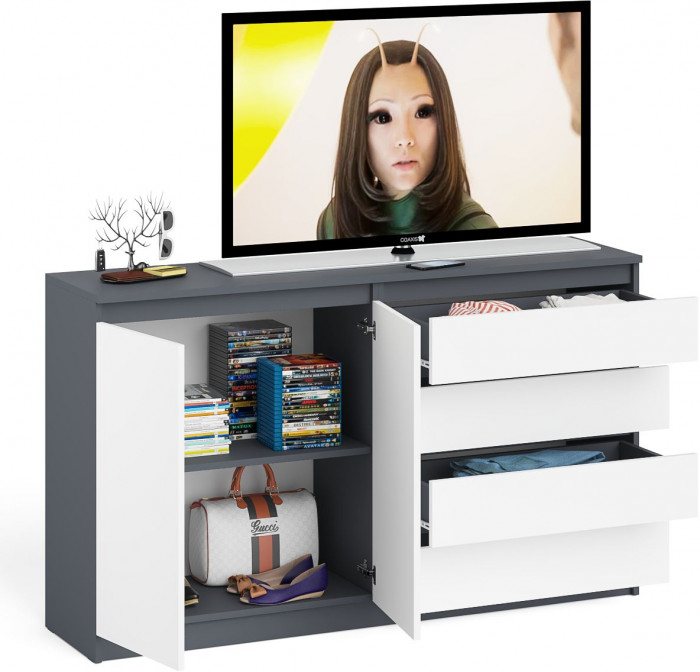 Мори Комод МК1600.1, графит/белый