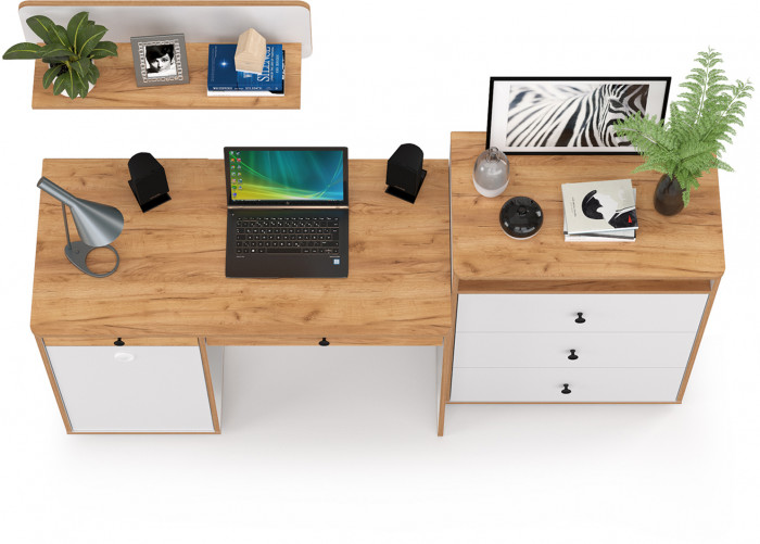 Вуди Компоновка № 47, цвет белый премиум/дуб крафт золотой, ШхГхВ 180х52,7х170 см., универсальная сборка