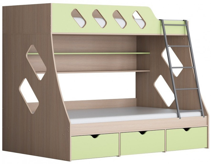 Дельта-20.01 Детская двухъярусная кровать с лестницей (Мультицвет, Дуб Сонома)