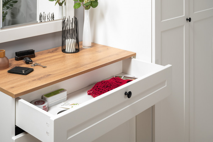 Остин 16.121 Тумба для обуви + 15.12 Вешалка, цвет белый шагрень/дуб крафт золотой, ШхГхВ 80х41,6х210 см.