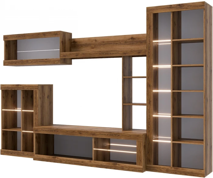 Прага Модульная Гостиная, вариант №4, Дуб Делано/Графит