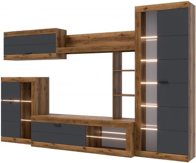 Прага Модульная Гостиная, вариант №4, Дуб Делано/Графит