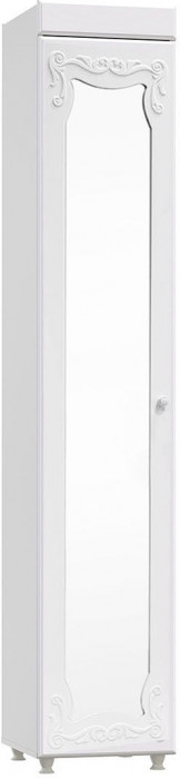 Шкаф-пенал 1дв. (гл.410) с зеркалом Италия ИТ-29 белое дерево