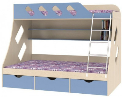 Дельта-20.01 Детская двухъярусная кровать с лестницей (Мультицвет, Ясень шимо светлый)