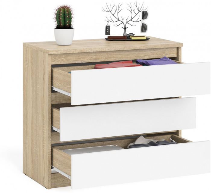 Мори Комод МК800.1, цвет дуб сонома/белый, ШхГхВ 80,4х41х73 см.