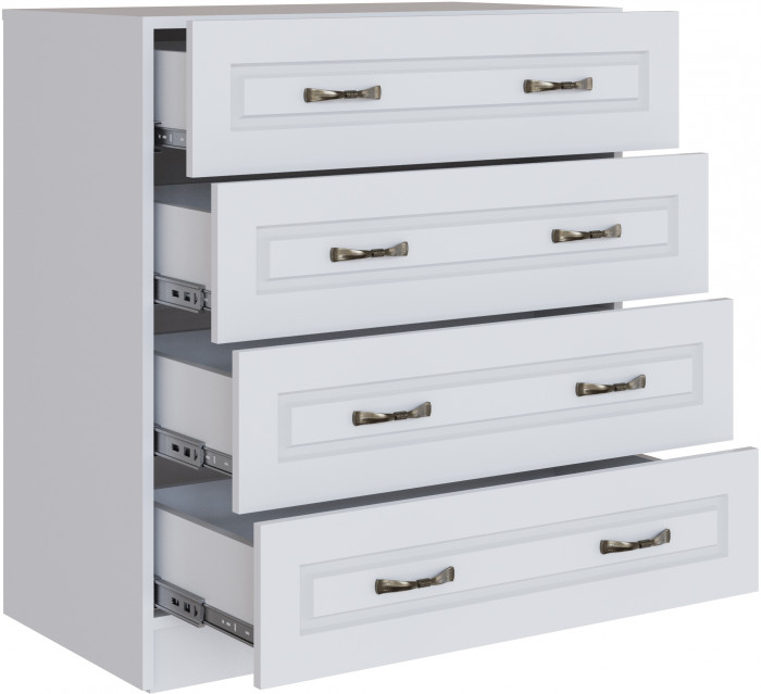 Комод с 4-мя ящиками Апполия, Белый/Белый дуб