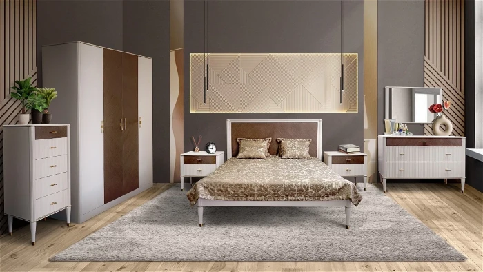 Кровать двуспальная 1,8 "Тиволи" - Латте (лак)