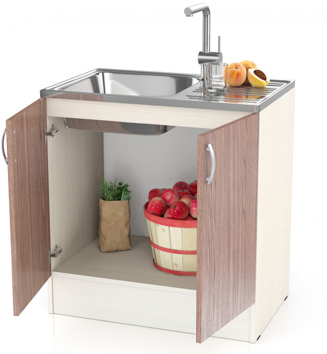 Кухня Мери ШНМ800 Стол под мойку 80 см., цвет дуб/ясень шимо тёмный, ШхГхВ 80х60х85 см. (столешница в комплект на входит)