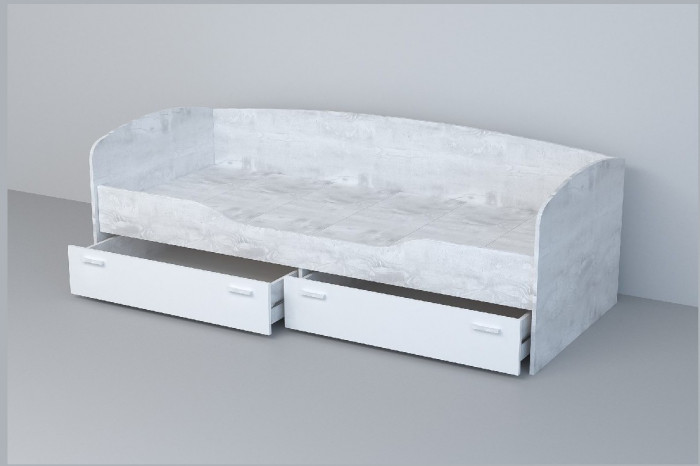 Кровать 0,8 арт.016 (Бетон Светлый/Камень Темный)