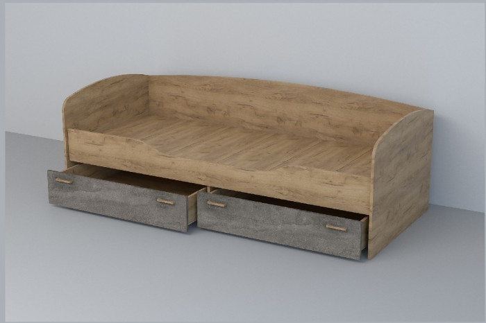 Кровать 0,8 арт.016 (Бетон Светлый/Камень Темный)