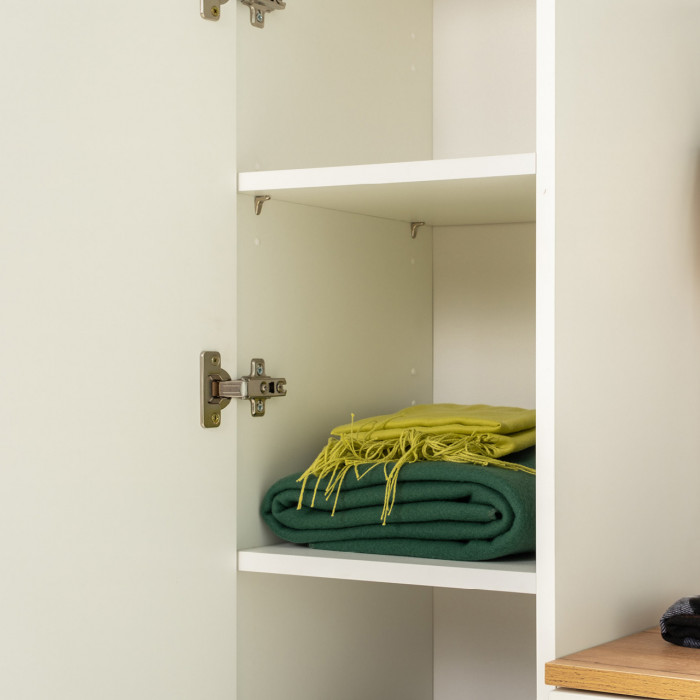 Октава Прихожая 34, белый шагрень/дуб крафт золотой/фасады МДФ белый шагрень