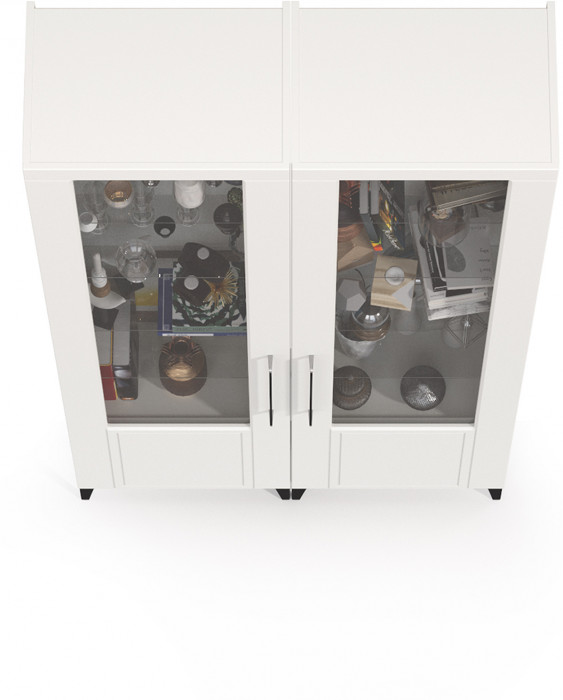 Валенсия Гостиная № 129, ЛДСП белый шагрень/МДФ белый шагрень