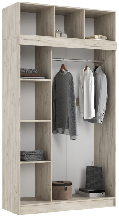 Шкаф-купе с антресолью Бася, Крафт серый/Кашемир