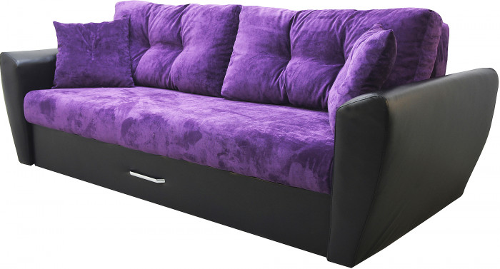 Диван-кровать Амстердам Люкс, 150х195, еврокнижка, независимый пружинный блок, велюр/экокожа, фиолетово-черный