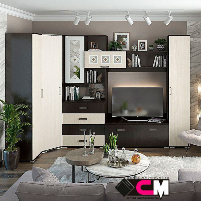 Гостиная ЯНА Шкаф угловой ШУ 751 венге/дуб белфорт