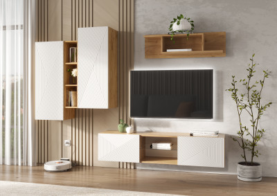 Флэш Модульная Гостиная, вариант №1, Браш вайт/Дуб крафт